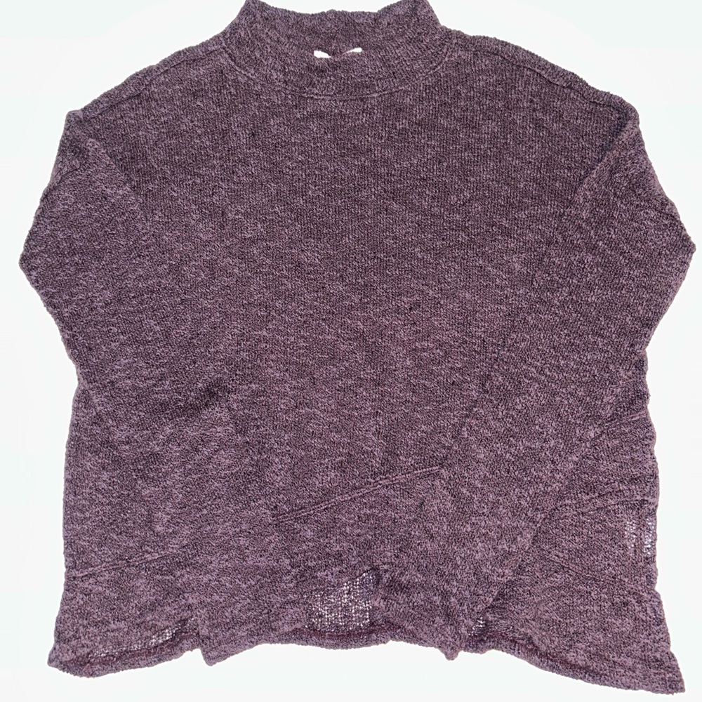 American Eagle women’s purple plum‎ heather crossover hem sweater size SMALL